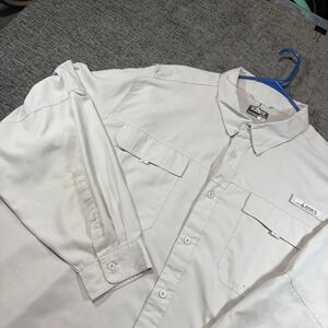 Habit Fishing Shirt Mens 3XL Gray Long Sleeve Ventilated UPF Performance Button
